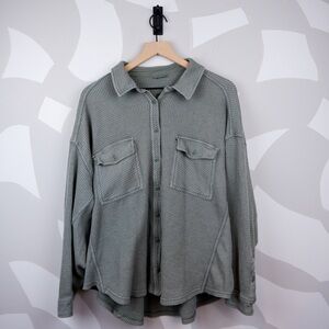 Aerie LumberJane Waffle Shirt in Green/Gray | L
